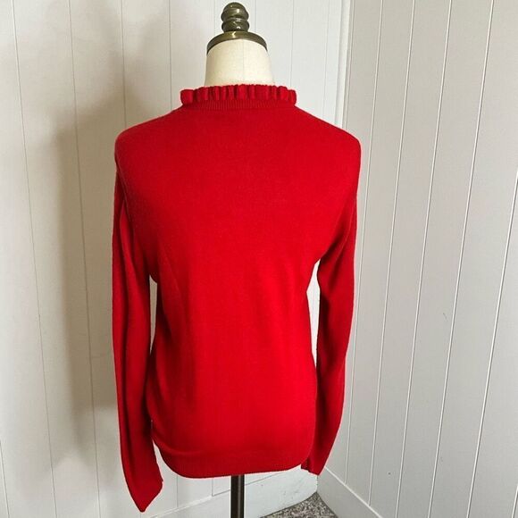 Vintage 70s 80s Kenneth Too Women’s Small Red Acrylic High Neck Pullover Sweater - Picture 5 of 10